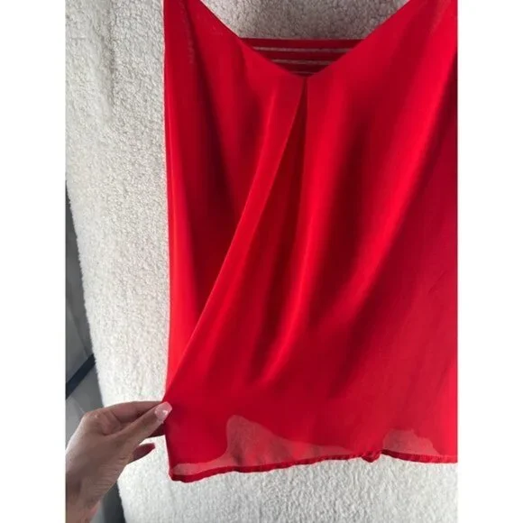 Norah Womens‎ Tops Size M Red Chiffon V-Neck Tank - Picture 4 of 7